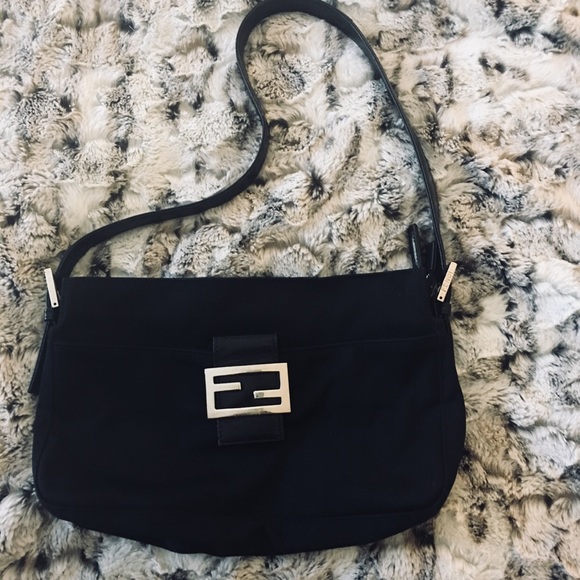 Fendi Handbags - FENDI BLACK NEOPRENE SHOULDER BAG